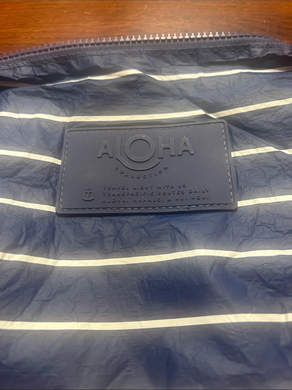 ALOHA Collection Navy Stripe Wet Dry Pouch Small Cosmetic Bag